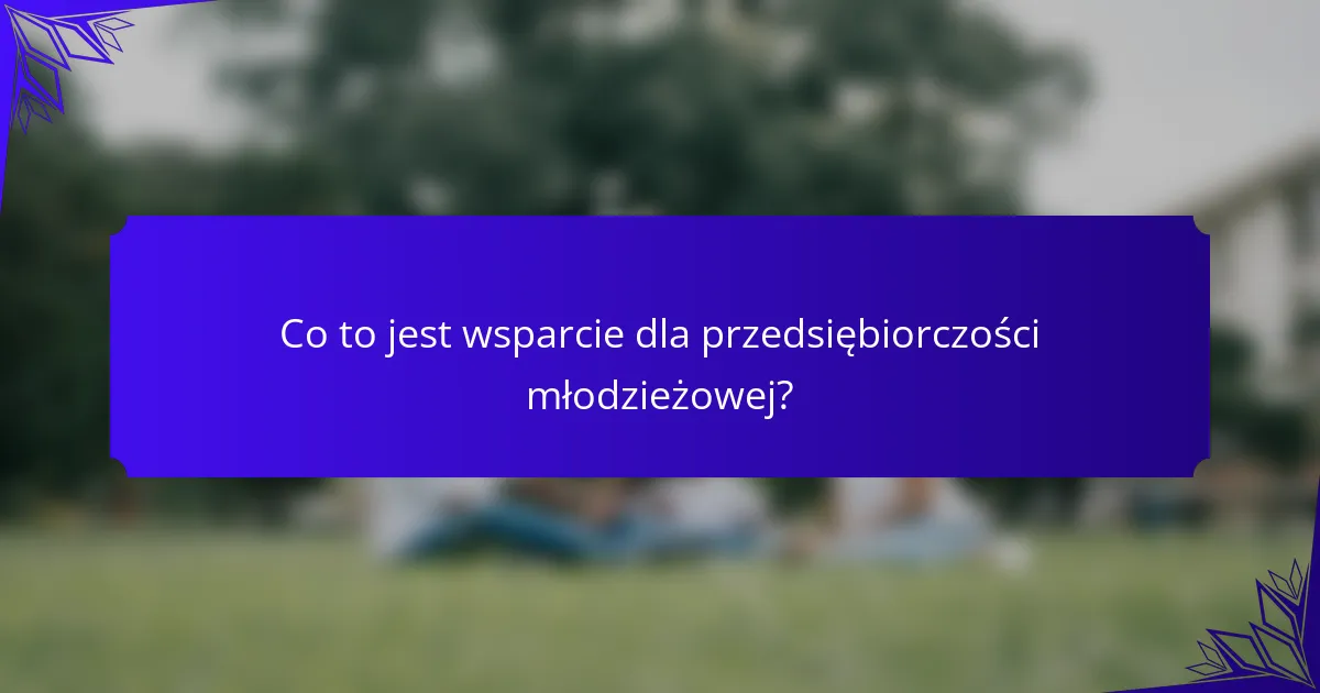 Co to jest wsparcie dla przedsiębiorczości młodzieżowej?