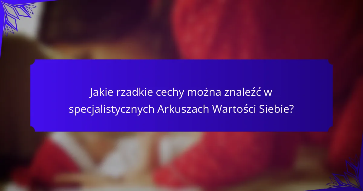 Jakie rzadkie cechy można znaleźć w specjalistycznych Arkuszach Wartości Siebie?