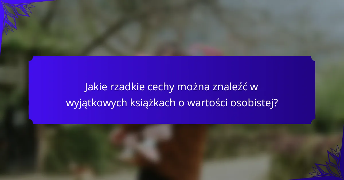 Jakie rzadkie cechy można znaleźć w wyjątkowych książkach o wartości osobistej?