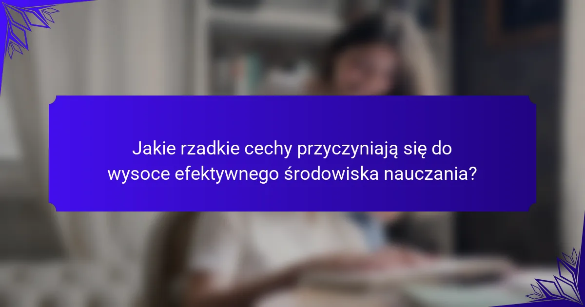 Jakie rzadkie cechy przyczyniają się do wysoce efektywnego środowiska nauczania?
