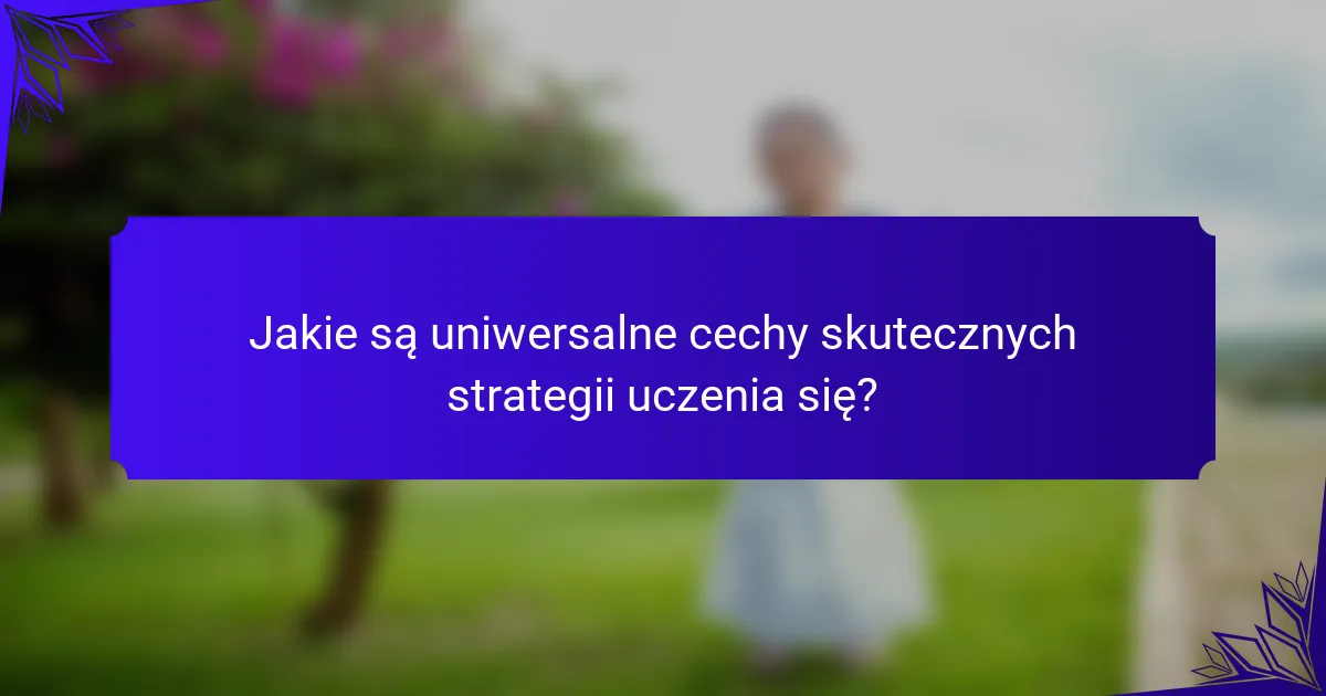 Jakie są uniwersalne cechy skutecznych strategii uczenia się?