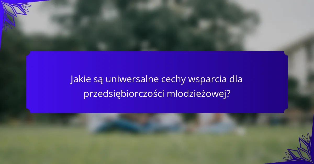 Jakie są uniwersalne cechy wsparcia dla przedsiębiorczości młodzieżowej?