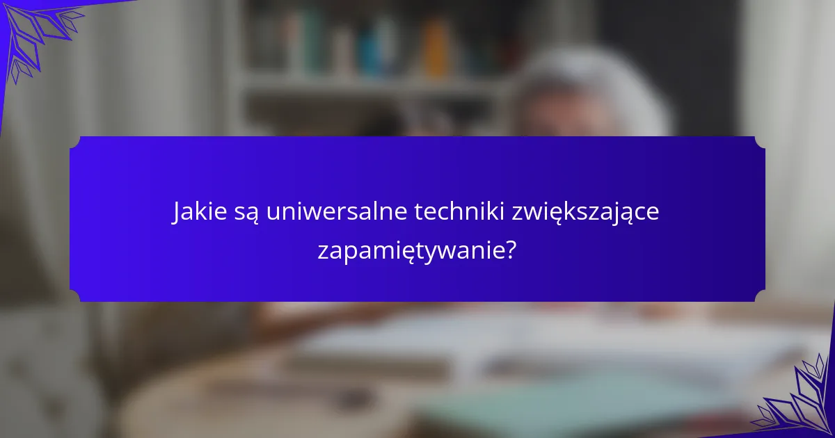 Jakie są uniwersalne techniki zwiększające zapamiętywanie?