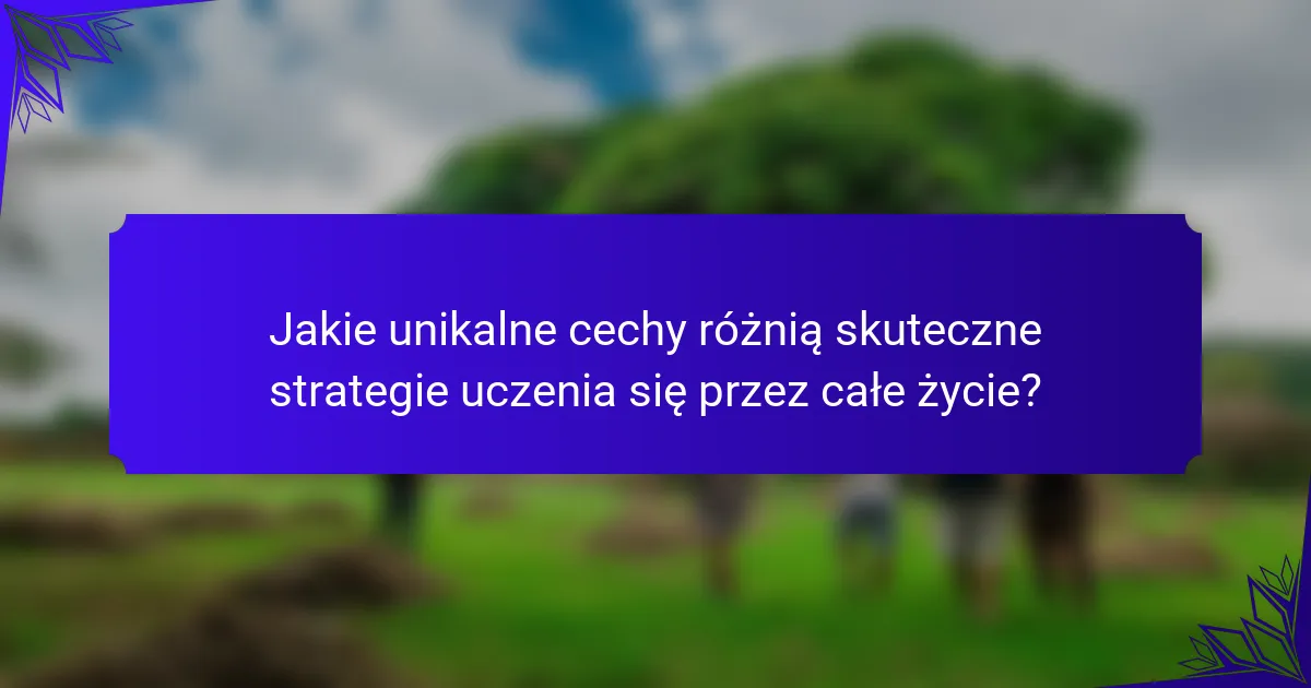 Jakie unikalne cechy różnią skuteczne strategie uczenia się przez całe życie?