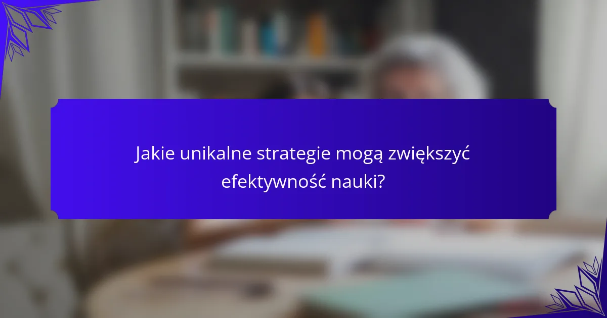 Jakie unikalne strategie mogą zwiększyć efektywność nauki?