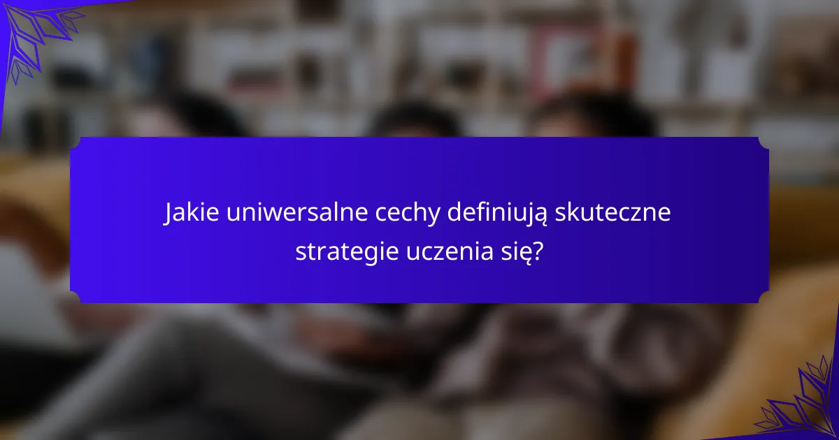 Jakie uniwersalne cechy definiują skuteczne strategie uczenia się?